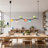 6-Light Multicolored Linear Glass Globe Pendant Fixture With Adjustable Wires