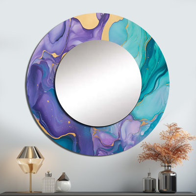 Samesh turquoise et mauve liquide Art II - grand miroir Fractals
