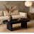 Mid Century Modern Oval Fluted Coffee Table, Farmhouse Wood for Living Room and Office Decor, Durable and Stylish-1179459524