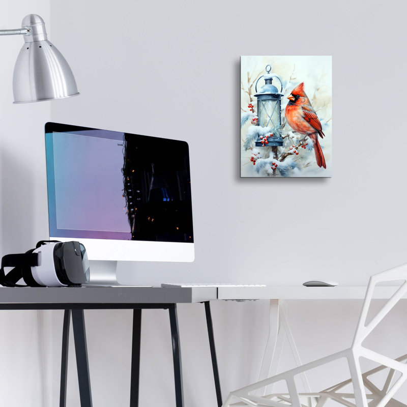 Art mural en verre Winter Lanterns with Birds 3 'par Momart, H 16 po x l 12 po x P 0,13 po