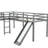L-Shaped Twin Loft Bed With And Slide, Gray - Optimize Bedroom Layout Size Widened Slide Enjoy A Special