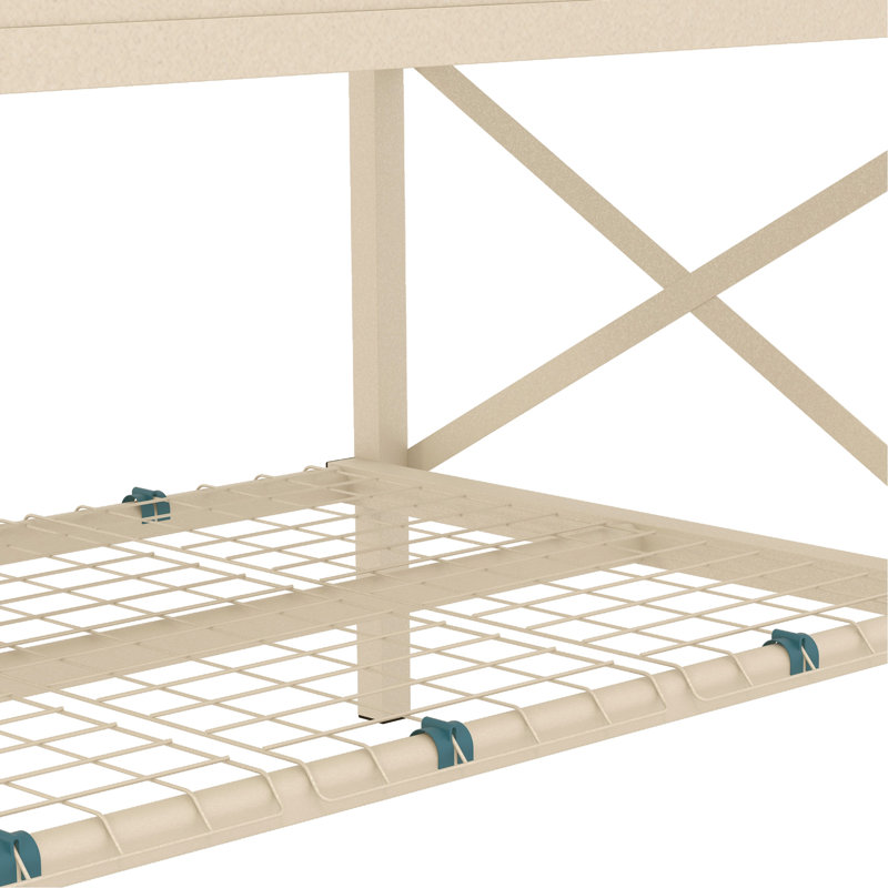 Lit de jardin surélevé avec structure en acier galvanisé, tablette de rangement et doublure de lit, jardinière surélevée avec pieds pour légumes, fleurs, herbes, crème