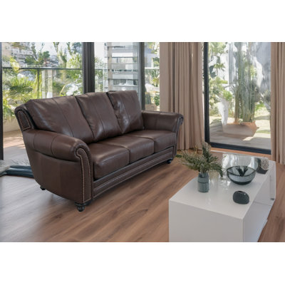 Stephie 90" Genuine Leather Rolled Arm Sofa