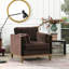 Chaise avec accoudoirs de ferme moderne de 36 po Knox, velours brun foncé performance-1013808317