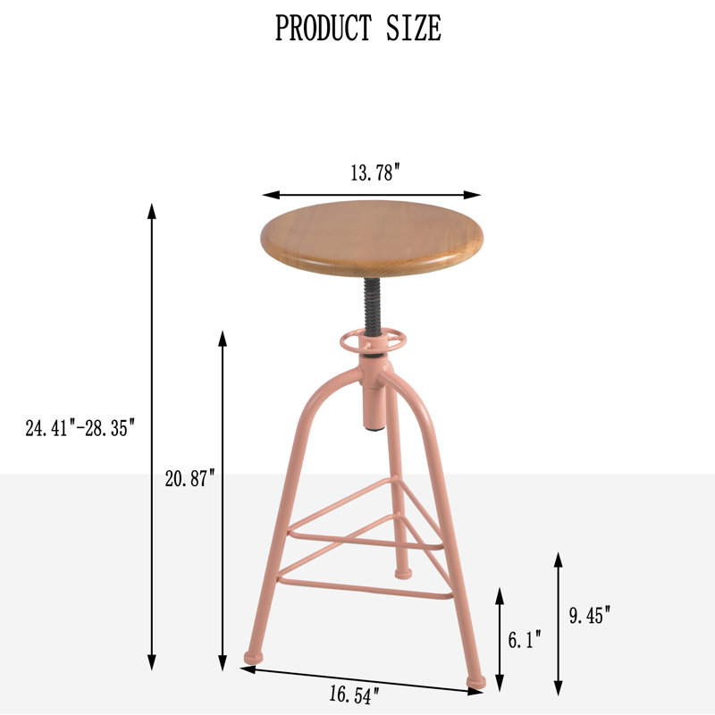 Tabouret pivotant en bois massif Jomarion, Pink
