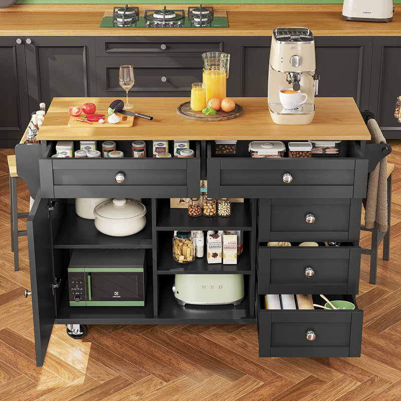 Wood Kitchen Island, White