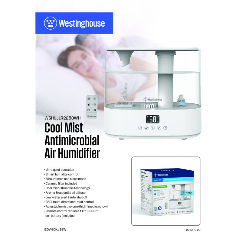 Westinghouse White Dual Mist Tabletop Humidifier with Humidistat