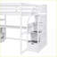 Lit mezzanine double en pin massif avec bureau, escalier de rangement et amp; Tiroirs - Aucun sommier requis, blanc-906530612