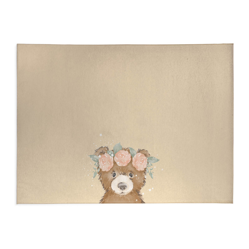 Bearly Kids Play Mat, Yellow/Brown/Pink, Rectangle 2' x 3'
