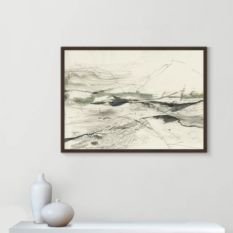 " Green Sketches " by PI Studio, Pas de tapis, H 25,5 po x l 35,5 po x P 0,75 po, Cadre photo en noyer