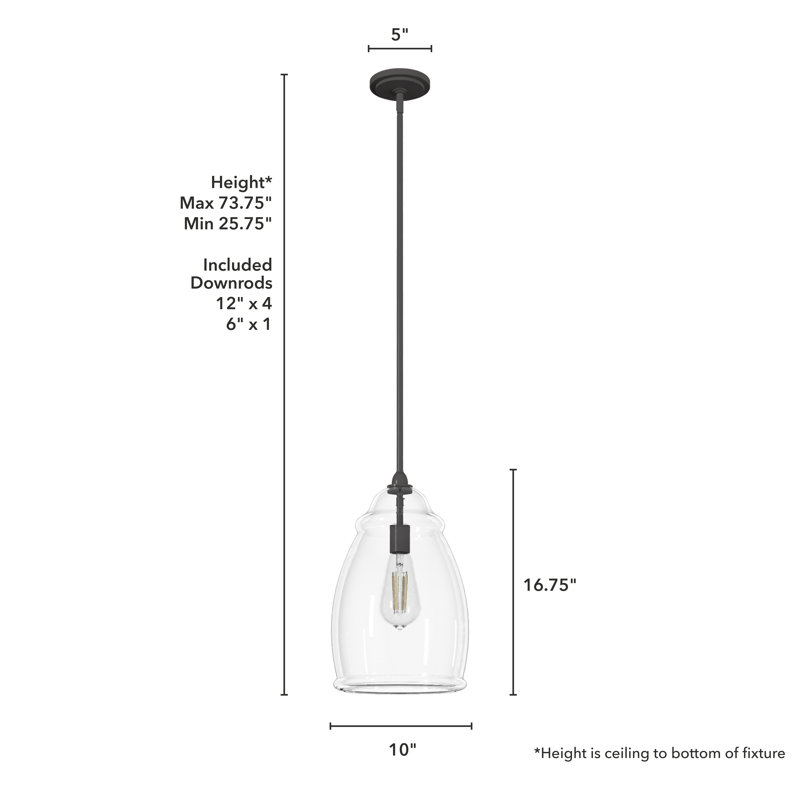 Dunshire 1 Light Noble Bronze Pendant with Glass, Medium, Seeded