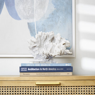 White Polystone Coral Textured Decorative Sculpture with Clear Acrylic Base
