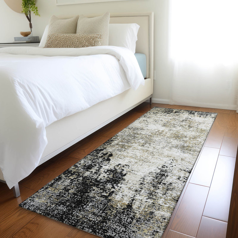Tapis noir Prisco lavable à la machine de qualité supérieure, Tapis de couloir 2 pi 3 po x 7 pi 6 po