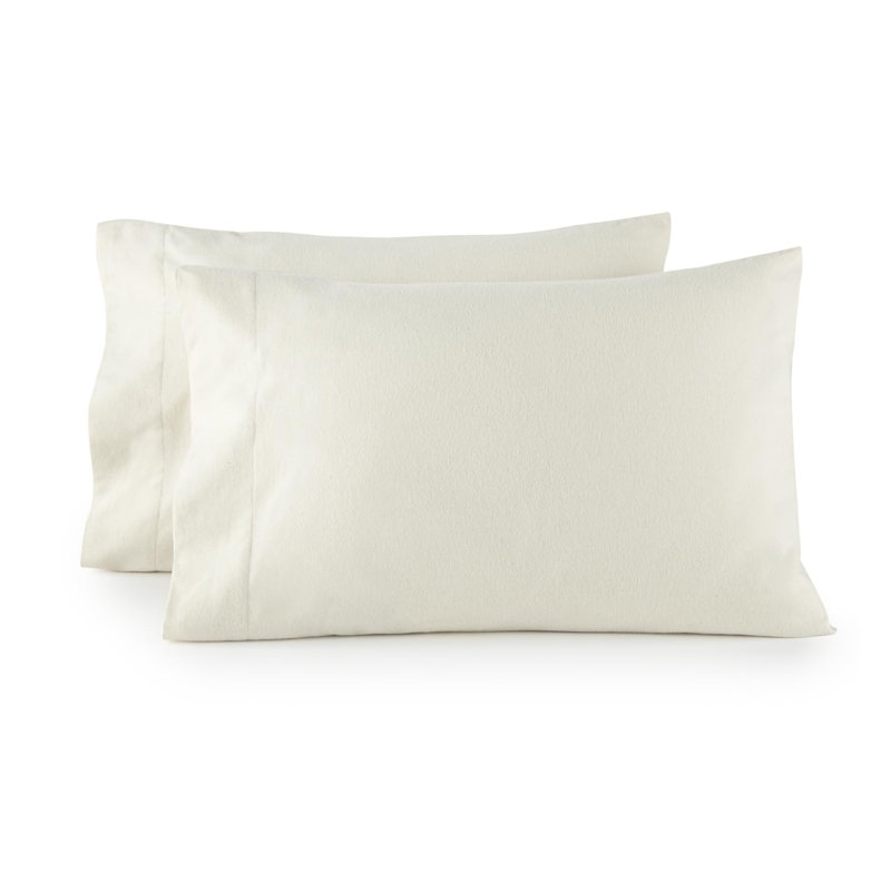 Organic Flannel Pillowcases Queen Size Set of 2 - Ultra Comfortable 100% GOTS Organic Cotton Pillow Cases Queen Size Set of 2 with Premium Smooth Brushed Finish and Envelope Closure (Natural, Queen)