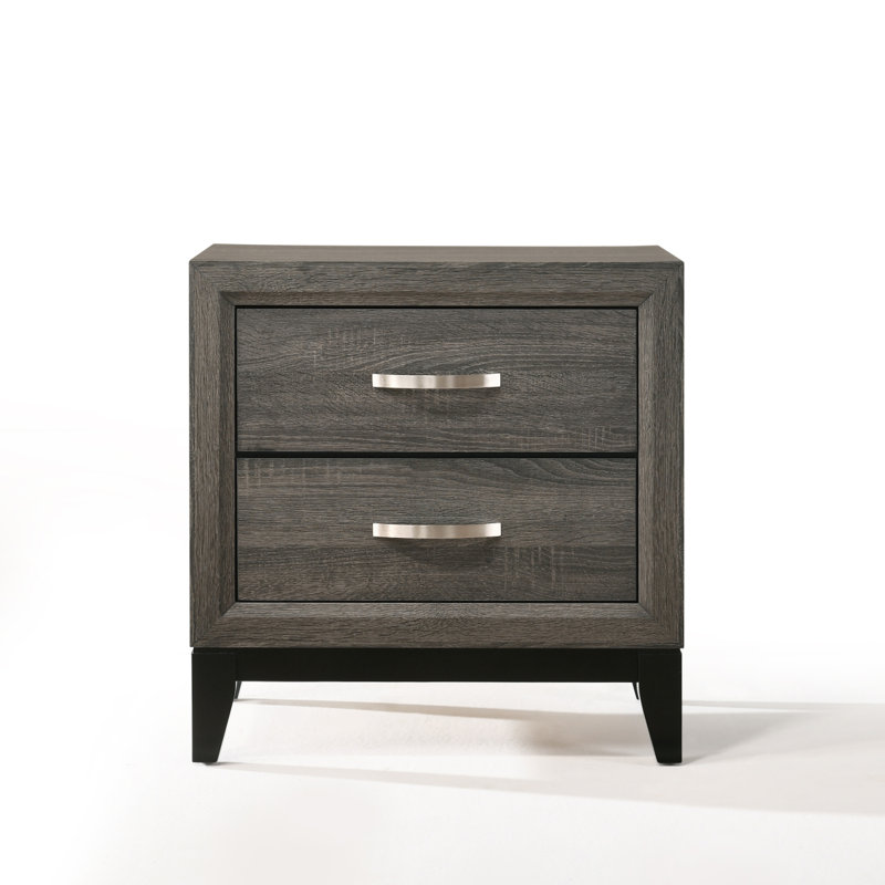 2-Drawer Nightstand, Weathered Gray