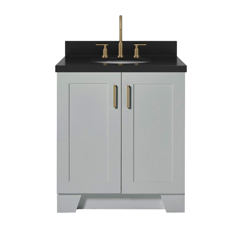 31 IN.  Single Bathroom Vanity, Oval, Midnight Blue, Black Quartz