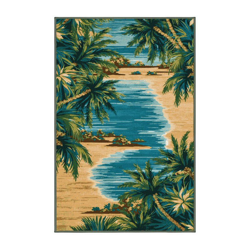  Tapis côtier à motif d'îles lavables, Rectangulaire 2 pi x 3 pi