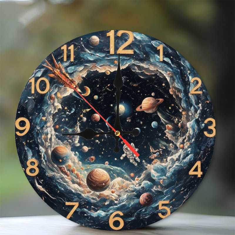 Space Clock Face Planets Astronaut