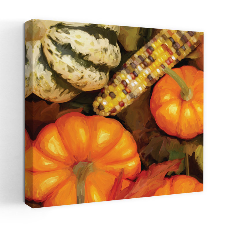 Art contemporain «Happy Harvest With Fall Legumes», H 36 po x l 36 po