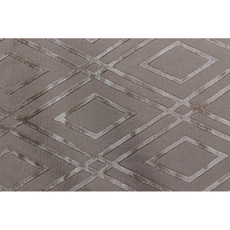 Metro-Velvet Geometric Area Rug in Light Beige, Rectangle 12' x 15'