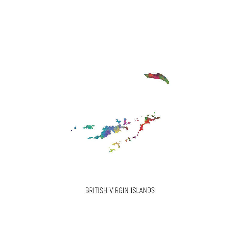 Carte des îles Vierges britannique par Michael Tompsett, impression sur toile tendue, H 60 po x l 40po x P 1,5 po