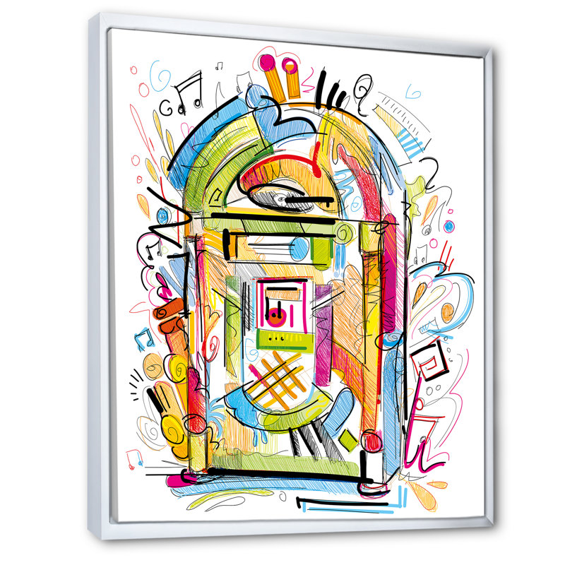 «Music Colorful Jukebox Abstract Design», art mural moderne et contemporain sur toile, H 12 po x l 8 po x P 1,5 po