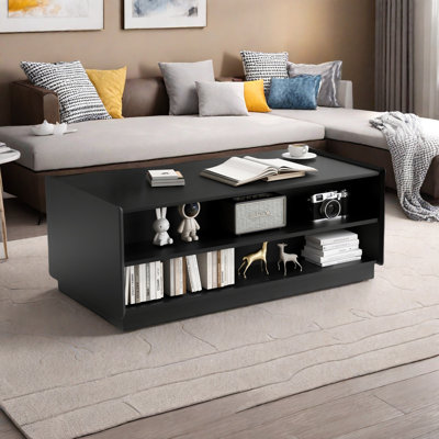 Table basse moderne moderne avec 4 tiroirs et 2 tablettes