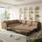 115.2" L-Shaped Sofa Couch with Pull-Out Bed,Oversize Convertible Sleeper Sofa with side Pocket & USB Port,Teddy Upholstered Sectional Couches with Convert Left/Right Facing-281562850