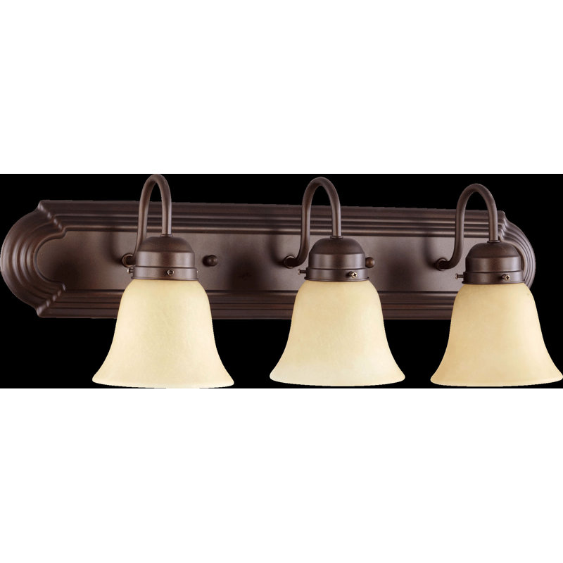 Éclairage pour salle de bain 3 lumières wolfenbarger, 100 watts, Bronze huilé, Blanc faux Verre albâtre