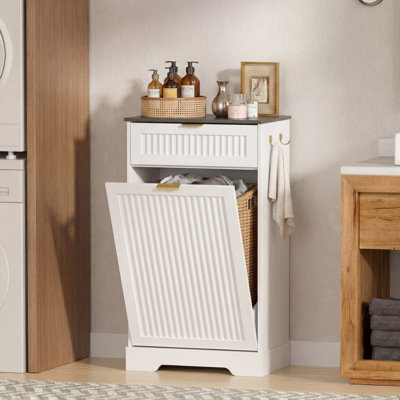 Armoire à poubelle basculante de 13 gallons avec tiroir et crochets