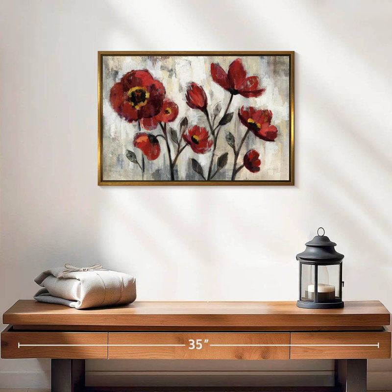 Simplicité florale, 19 po x 13 po, Cadre flottant doré