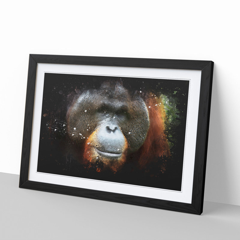Orangutan Monkey Vol.1 - Picture Frame Painting, 48cm H x 65cm W x 2cm D, Black Framed