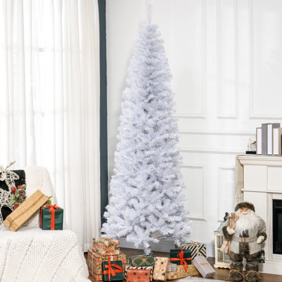 Artificial 7ft Christmas Tree, Slim Shape, 818 Tips, White Plastic,
