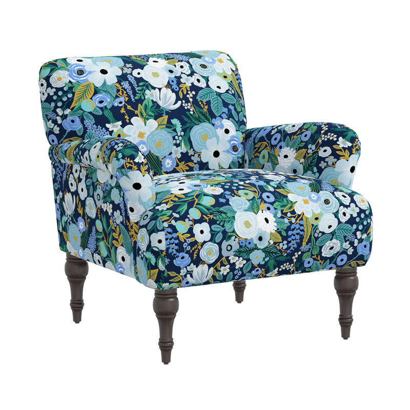 Fauteuil Bristol, Lin bleu RPC Garden Party, Espresso