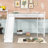 Twin Over Twin Metal Bunk Bed With Slide, Convertible Loft Design And Safety Guardrail-1649801302