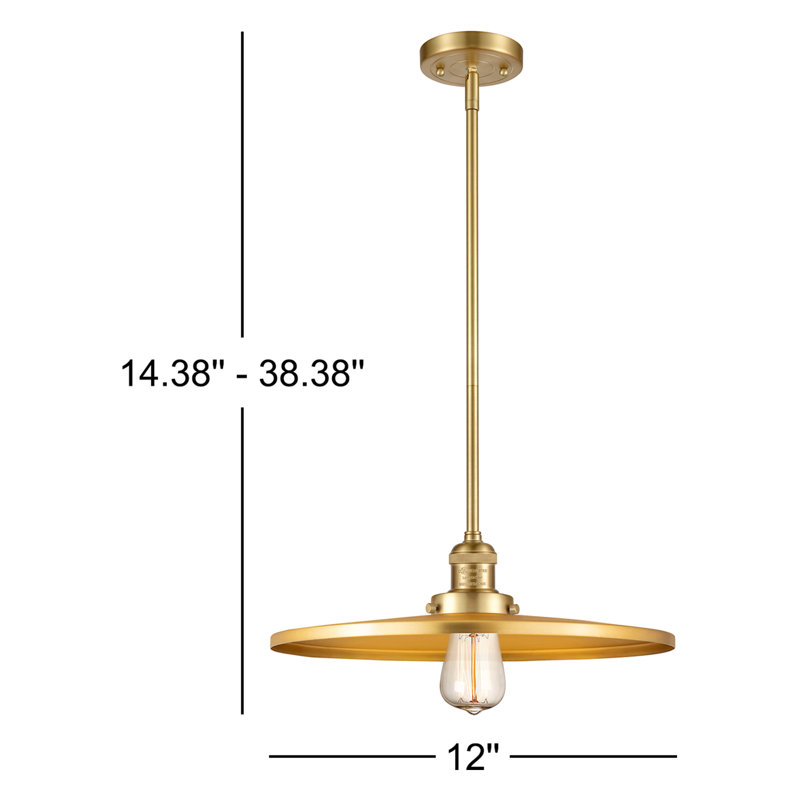 Luminaire suspendu conique à 1 lumière Rouvin, Satin Gold, Satin Gold, H 5,38 po x l 12 po x P 12 po