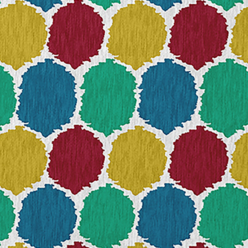 Sporty Red and Multicolor Geometric Chenille Rug, 18" x 30"