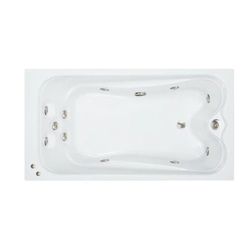 60" L X 32" W Elite Series Alcove Whirlpool Acrylic Bathtub With Removable Acrylic Skirt in White, Right
