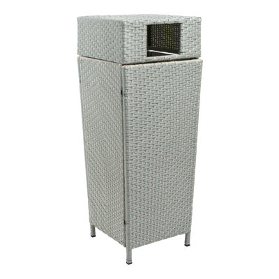 Keaton Modern 24.13-Gallon All-Weather Wicker/Metal Lidded Hideaway Outdoor Trash Can