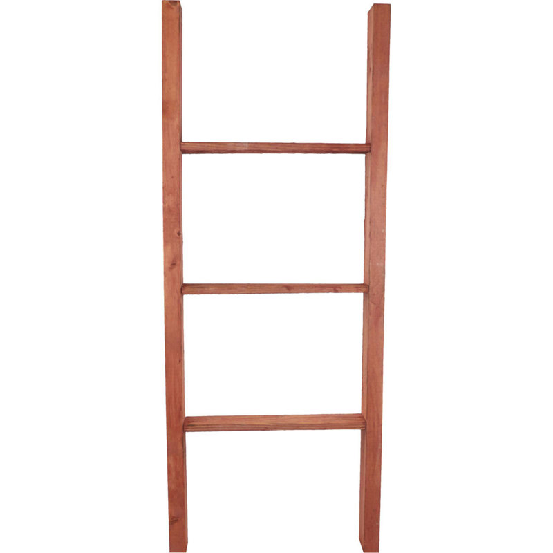 Salvage Red Rustic Wooden Decorative Ladder, 48" Height