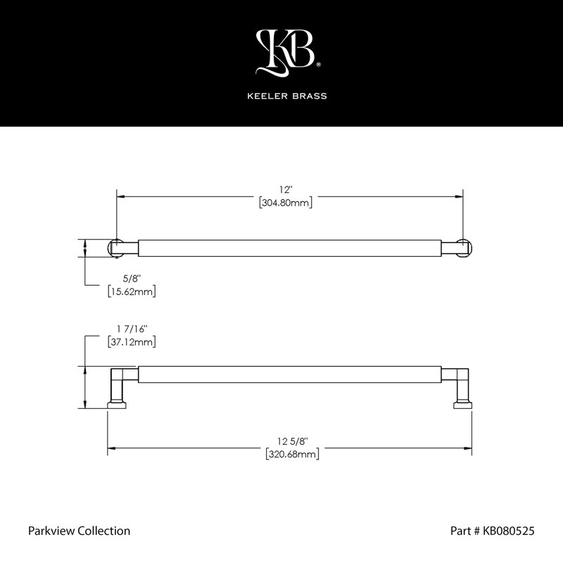 Poignée à poignée Parkview Collection - Poignée d'armoire centrale à centrale de 12 po en nickel satiné - Quincaillerie transitionnelle pour tiroirs et armoires