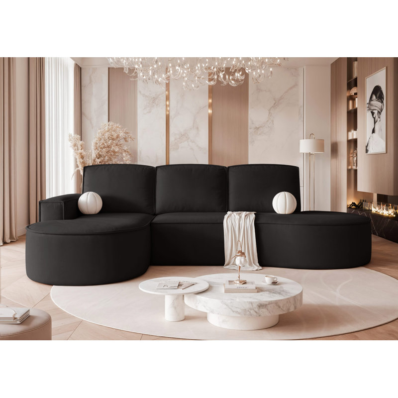 6 Seater Corner Sectional, Left Hand Facing, Black