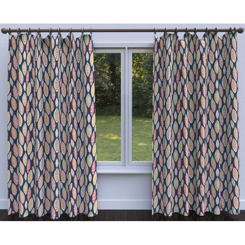 Tissu à imprimé floral, Bleu / Orange