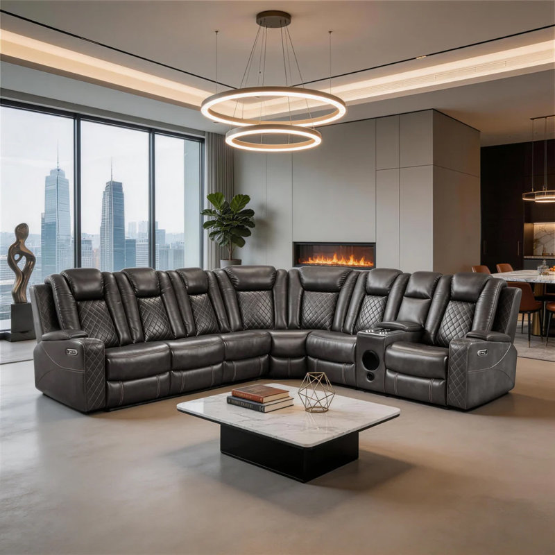 Power Recliner Sectional Gray