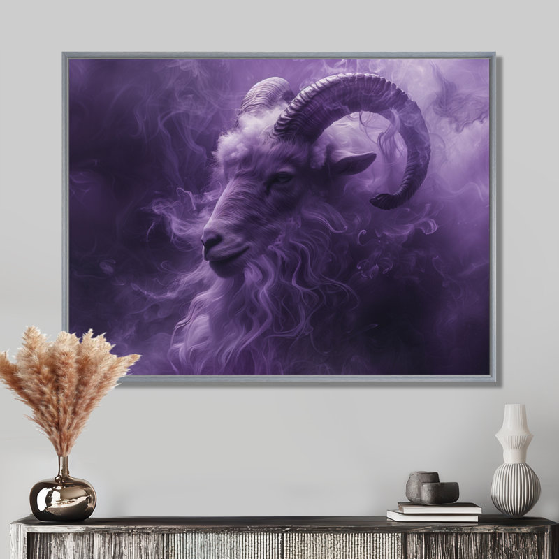 Impression d'art mural mauve, astrologie, ascension du Capricorne, Encadrement argenté, H 16 po x l 32 po x P 1 po