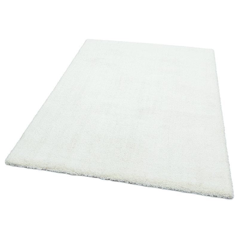Tapis blanc en polyester tissé à la machine Haegan, Tapis de couloir 2 pi 7 po x 9 pi 10 po
