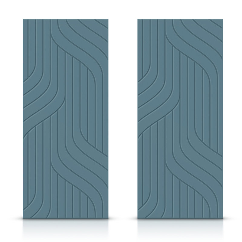 Portes de placard coulissantes à panneaux en bois manufacturé, Bleu dignité, 84 po x 84 po