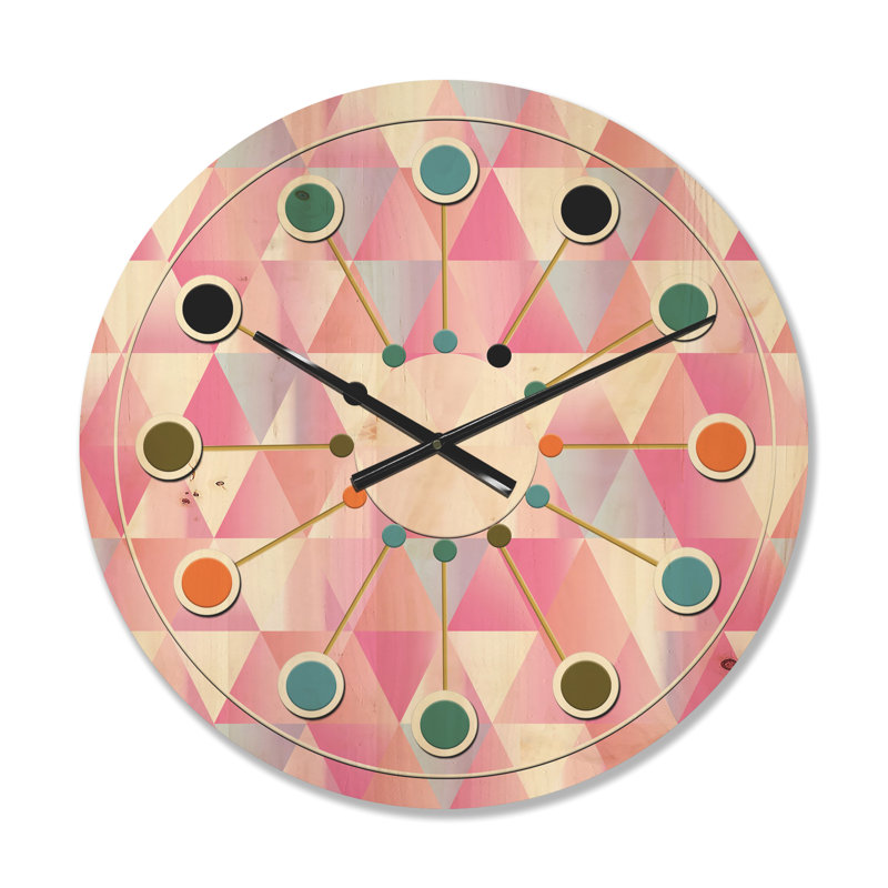Horloge murale en bois Diamond Retro VI - Mid-Century, Petit