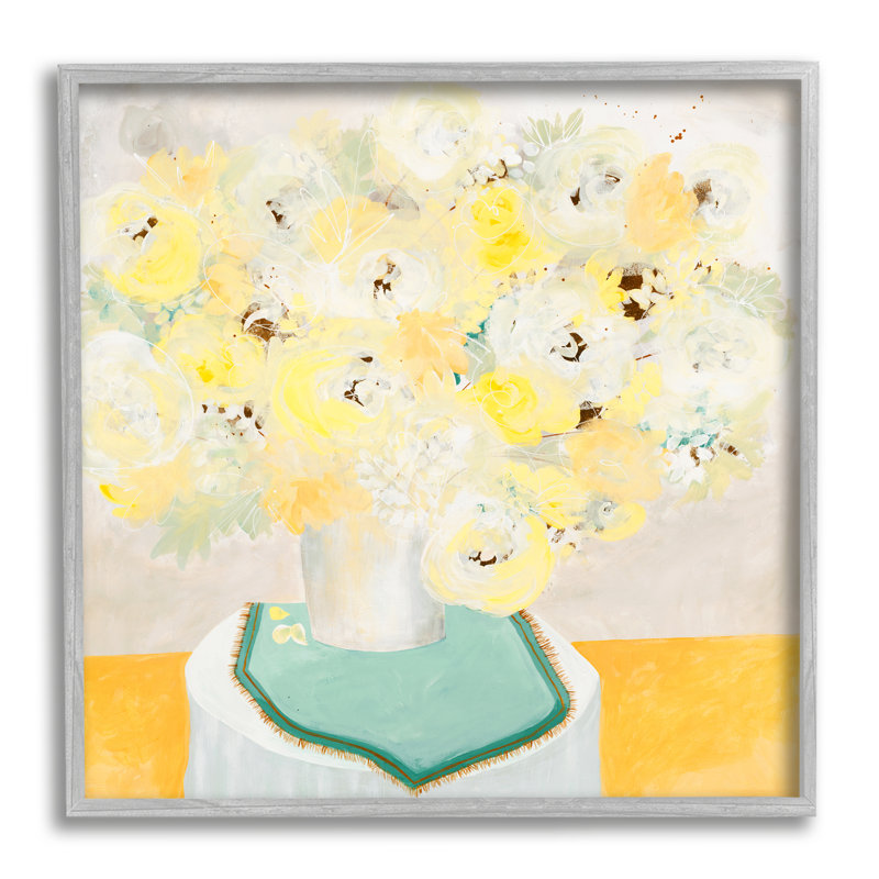 «Bright Modern Flower Blossoms Bouquet Collage» par Ruth Fromstein - Peinture, H 17 po x l 17 po, Estampe numérique Farmhouse