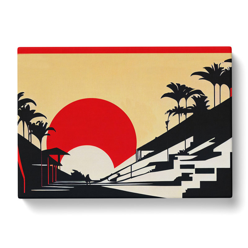 Japanese Sunset Abstract - Wrapped Canvas Print, 40cm H x 60cm W x 3cm D